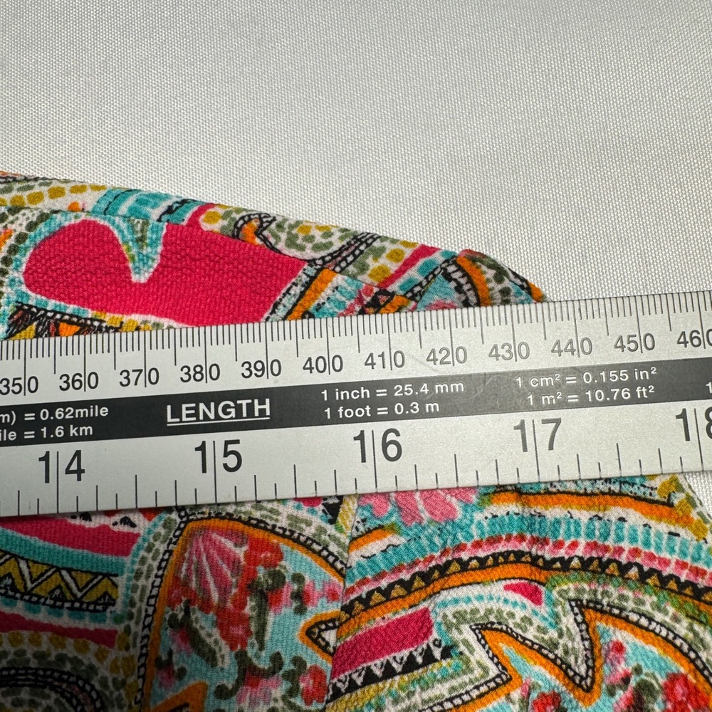 Boho Chic Womens Paisley Blouse Size Large Long Sleeve Tie Cuff Pink Multi - Picture 5 of 9